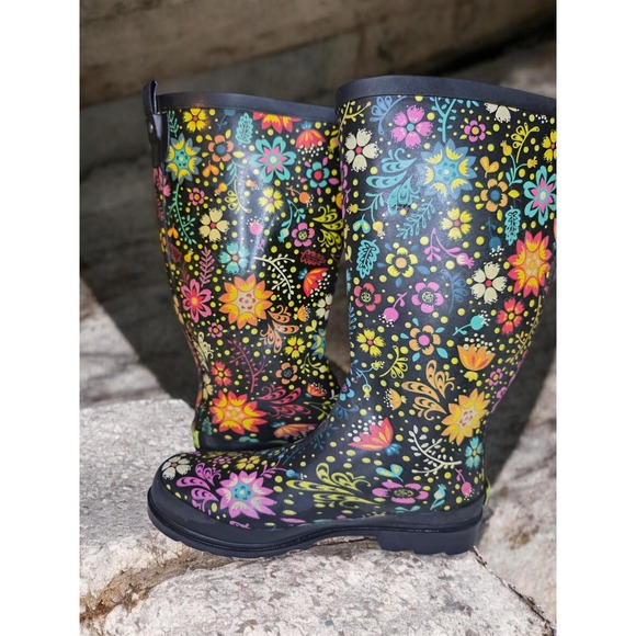Western Chief Rubber Rain Boots Galoshes Women's Size 7 Garden Play Black-EUC - Picture 7 of 10